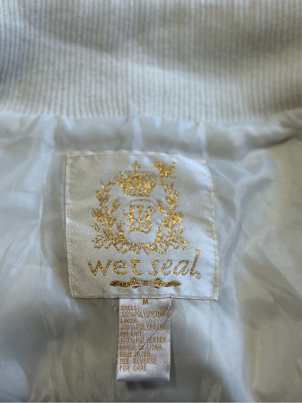 Bratzcore Vintage Wet Seal Ivory Zip-Up Bomber Jacket - Picture 6 of 7